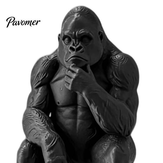 Playful Desk Study Accessory 3D Printed Thinking Gorilla Figurine, Mini Thinker Statue, Statue Decor Modern Minimalist Sitting Sculpture for Bookshelf