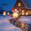 Decorative Patio Illuminations Solar Christmas Snowman Bird Garden Light Waterproof Outdoor Stake Lamp with Crackle Glass Festive Light Fixtures