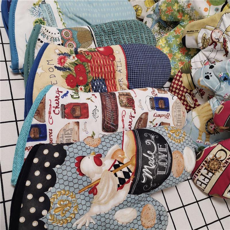 1 st 18x33cm Tjock Bomull Tryckt Stor Grytvante Bakhandske Värmepanna Mikrovågsugn Isolering Köksredskap Festgåva