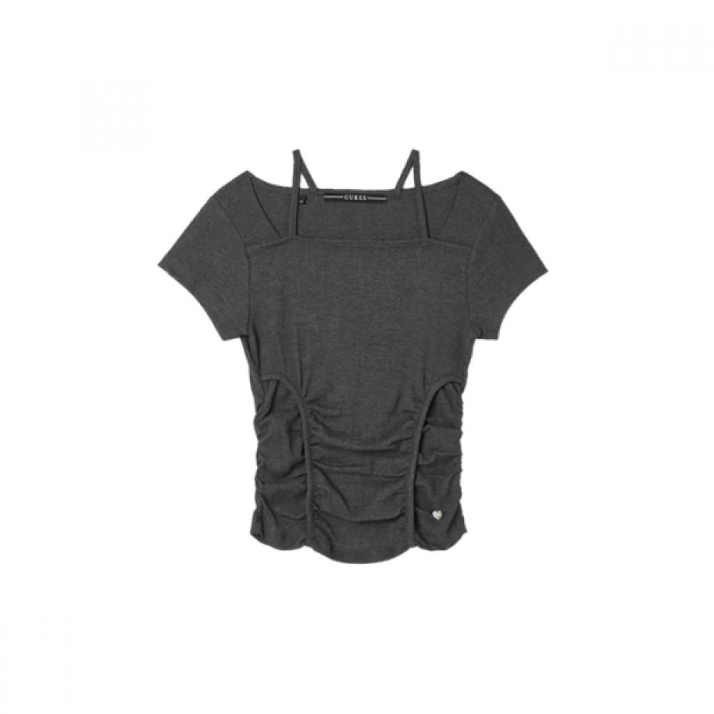 Guess Short Sleeve Tee With Shoulder Strings And Shirring Yp2k1438