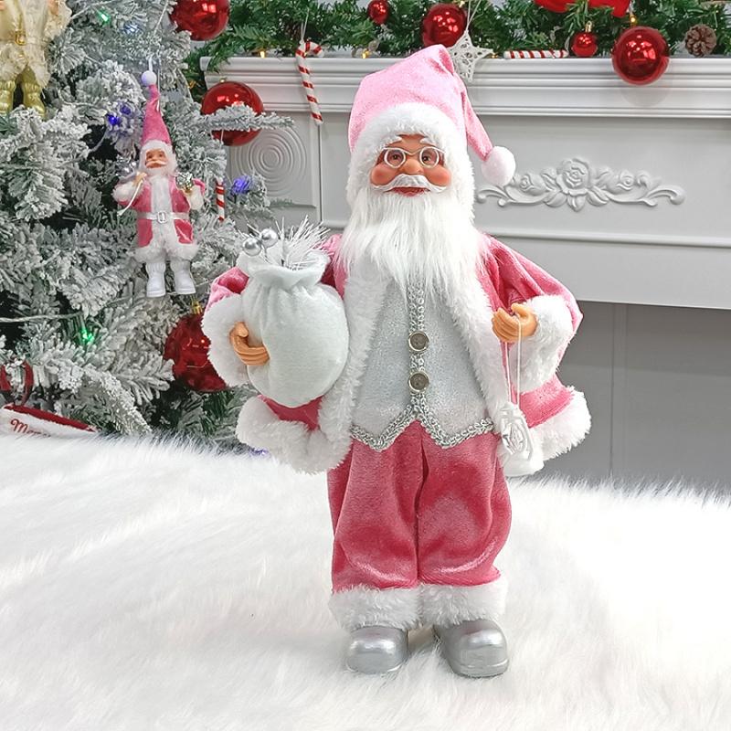 

New Santa Claus Plush Toy Christmas Decoration Standing Elder Children s Gift Ornament 12inch （17*10* 30cm ） рожевий