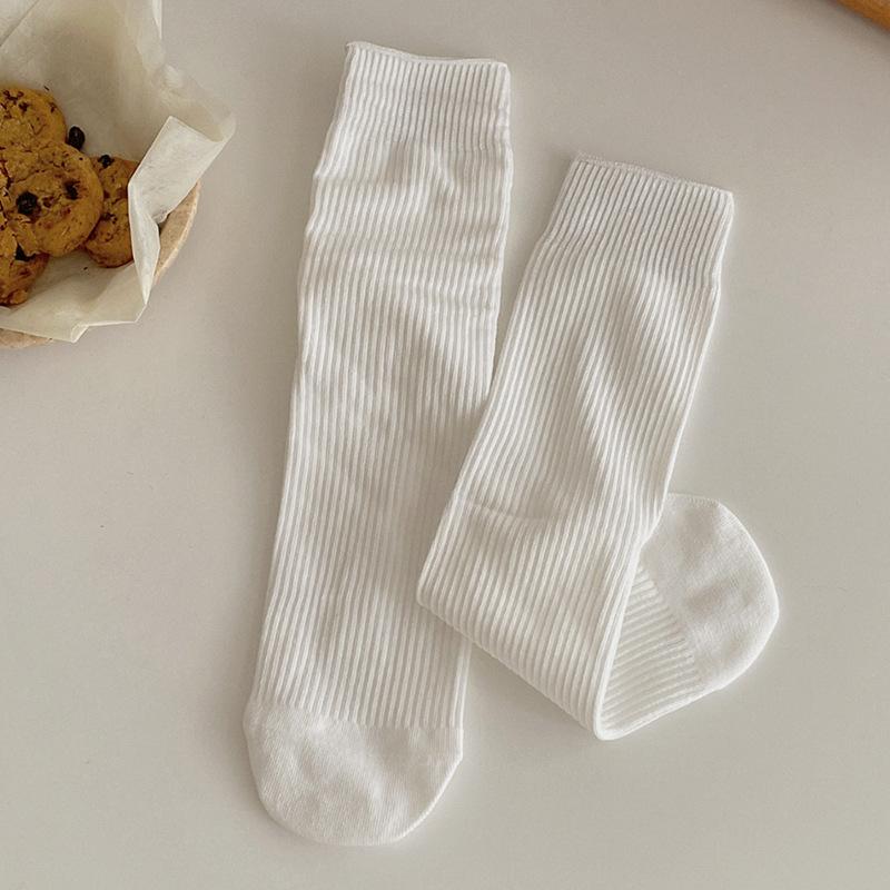 Stacked socks women's autumn and winter solid color mid-tube cotton socks Korean version ins trendy simple and versatile stockings