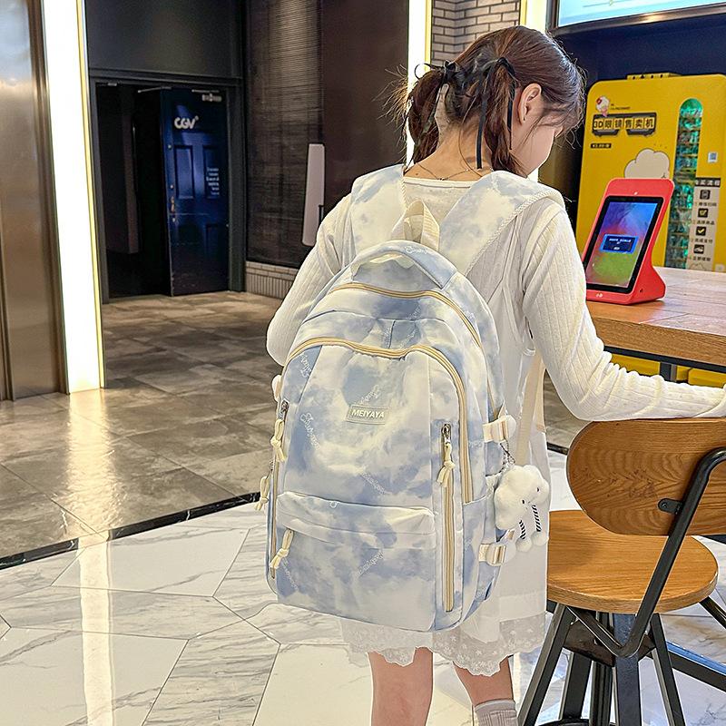 Schoolbag new tie-dye bag junior high school boys and girls class tutoring bag large capacity backpack high value casual backpack