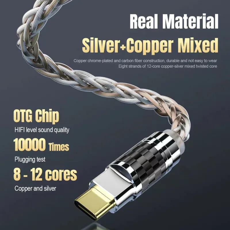 Hifi OTG Converter Type C Micro USB Headphone Adapter 4N Pure Silver Audio Amplifier Sound Card USB C Data Cable Earphone Type-C