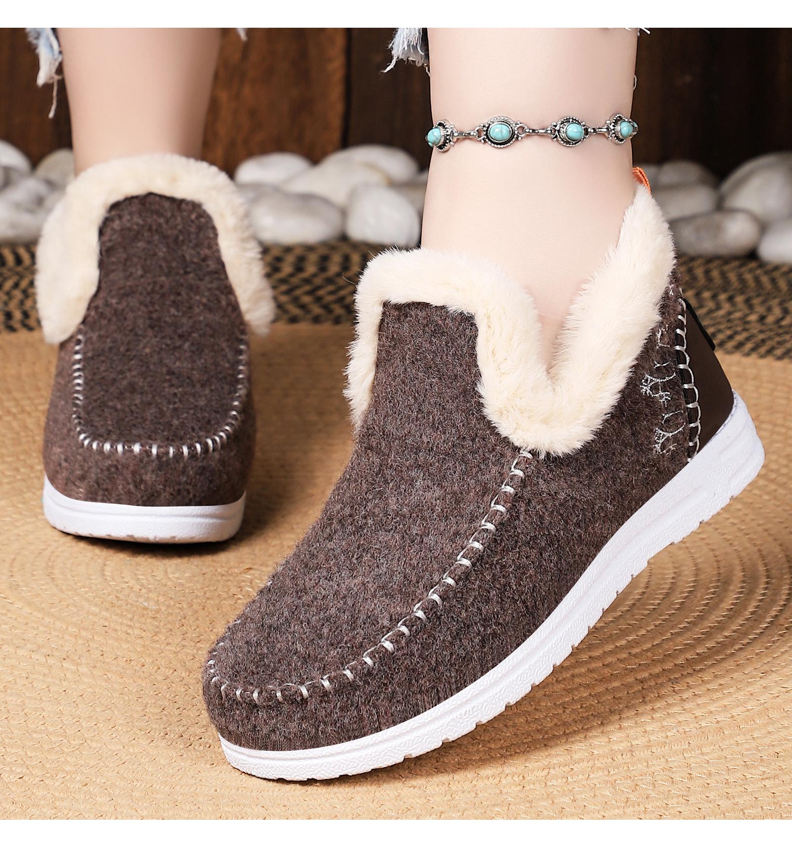 

Fashion Plus Size 45 46 Roman Botas Fashion Catwalk Warm and Comfortable Plus Velvet Casual Short Boots Round Toe Women s New Snow Boots 36