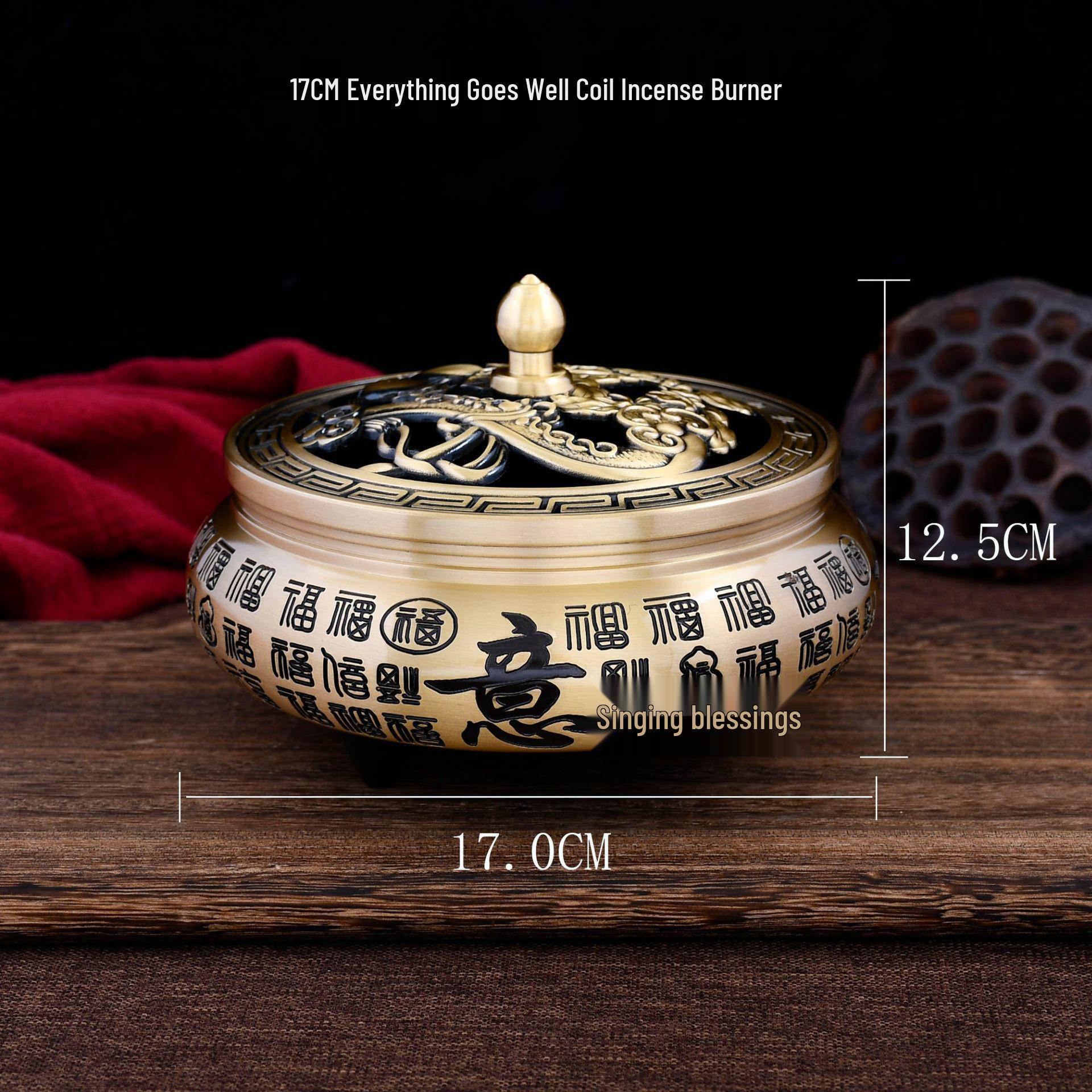 Lotus Three-Legged Brass & Copper Incense Burner - Ornamental & Household Use