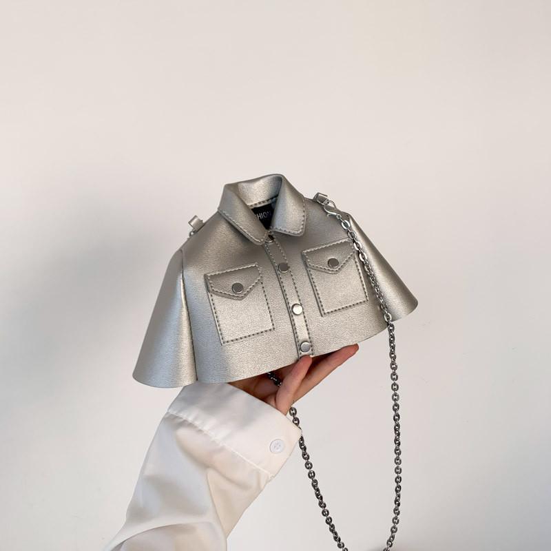 Trendy Pu Square Shape Shoulder Bag With Chain Strap Clothing Appearance Design For Daily Fashion