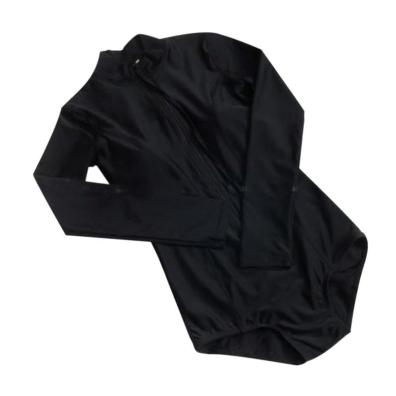 

Женский однотонный облегающий цельный купальник на молнии с длинными рукавами и эластичным треугольным купальником M