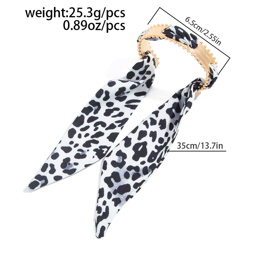 Ingemark 4 Colors Vintage Scarf Ribbon Adjustable Wide Bracelet Women Hip Hop Leopard Print Metal Open Cuff Bangle Boho Jewelry