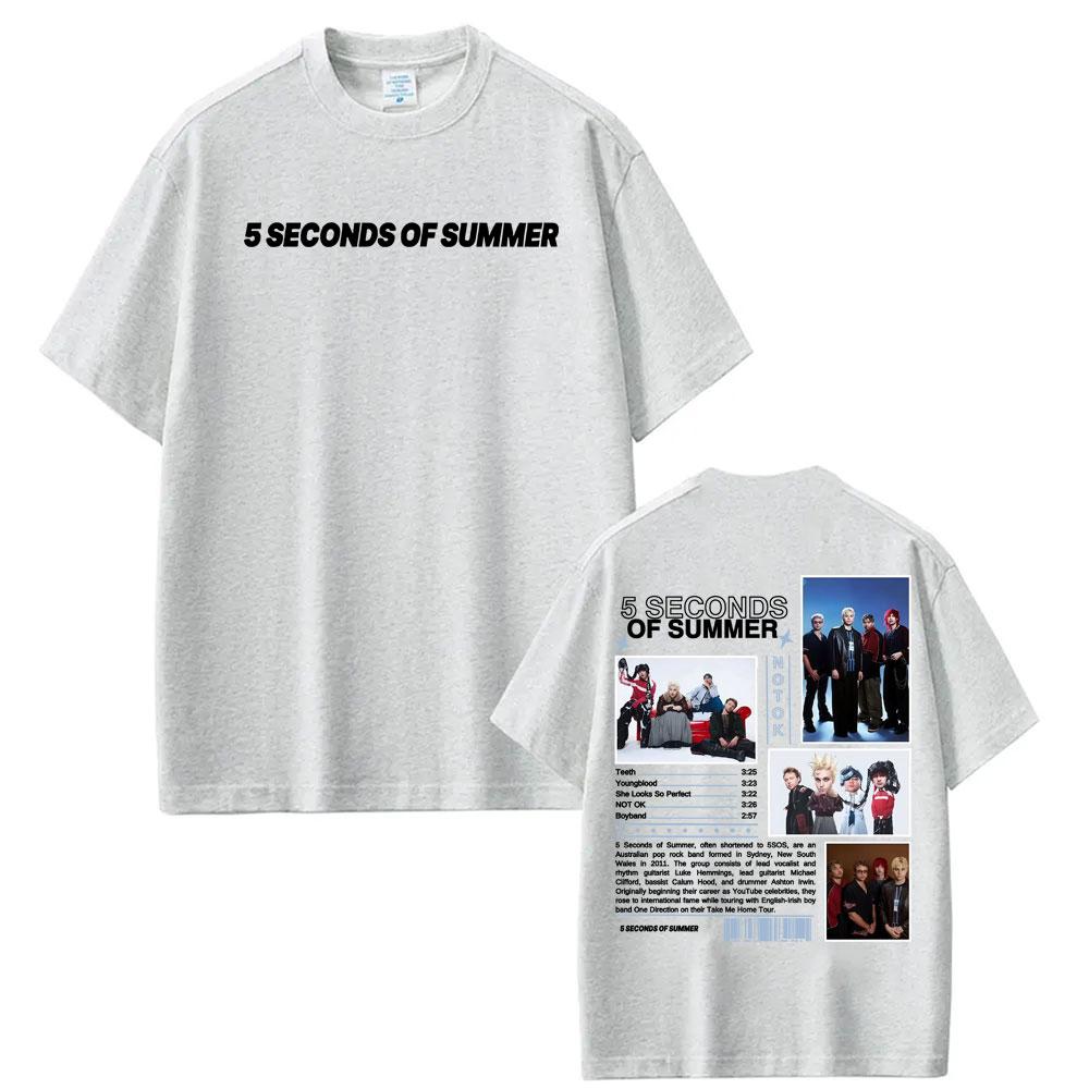 Band 5 Seconds of Summer World Tour Merch T Shirt Unisexs Clothing Fashion Hip Hop Style T Shirts 100 Cotton Short Sleeve Tshirt