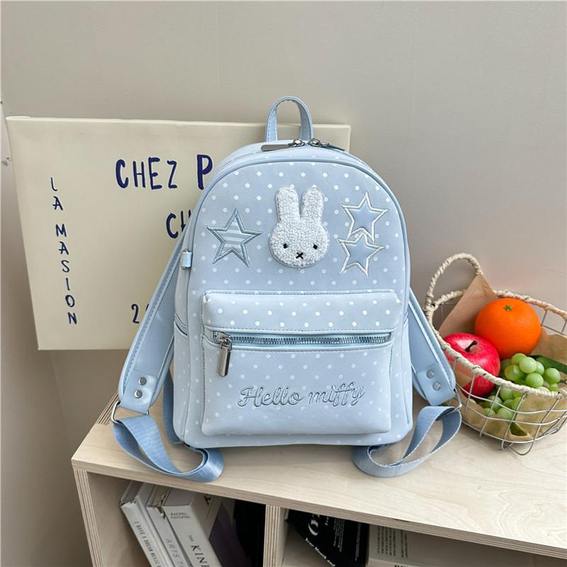Schoolbag Japanese cartoon cute Miffy rabbit bag polka dot contrasting backpack student large capacity out girl heart backpack