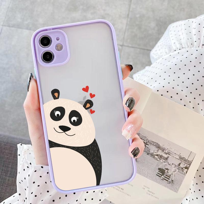 Creative Panda Family Cute Animal Phone Case for iPhone 15 12 13 11 14 Pro Max 7 8 Plus SE 2020 X XR XS Shockproof Couple Cover
