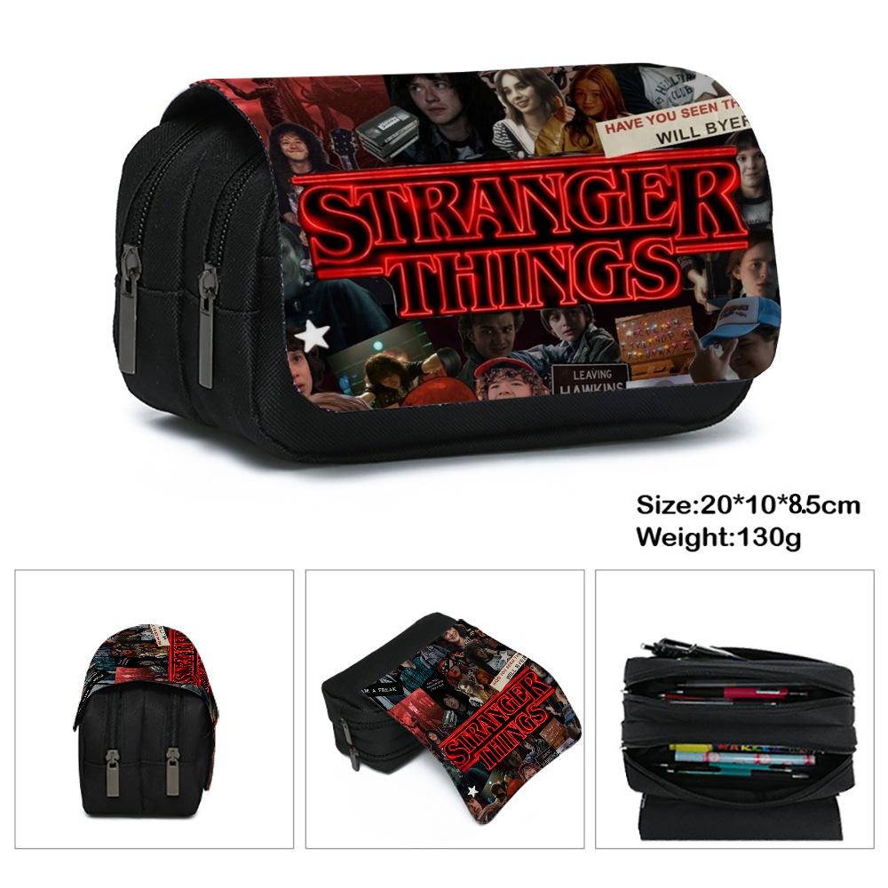 Stranger Things 5 Pencil Case, Large Capacity Multi-Layer Storage, Wear-Resistant Oxford Cloth Student Stationery Bag