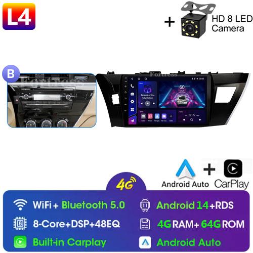 Android 14 2 Din Car Radio for Toyota Corolla Ralink 2014-2016 Multimedia Video Player Navigation MP5 Stereo Carplay Head Unit