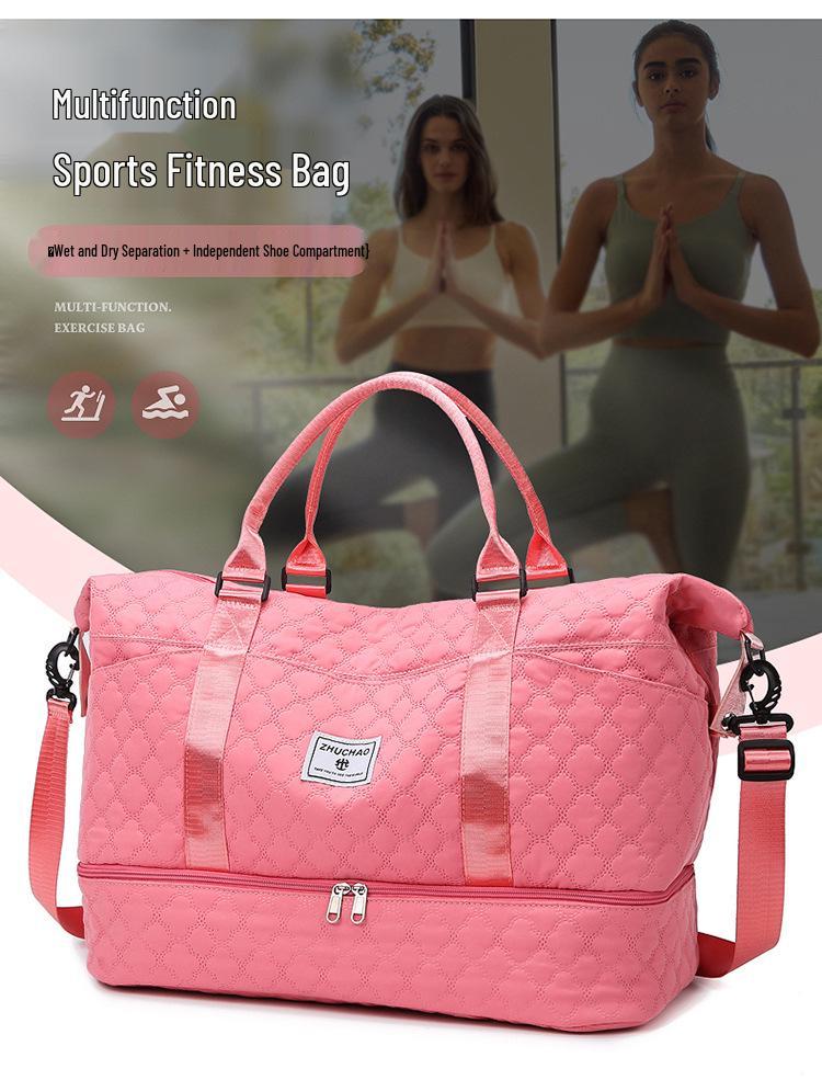 Özel Logolu Argyle Desenli Anne-Çocuk Yoga Seyahat Çantası, Büyük Kapasiteli El Bagajı Spor Çantası, Sınır Ötesi İki Parçalı Set.