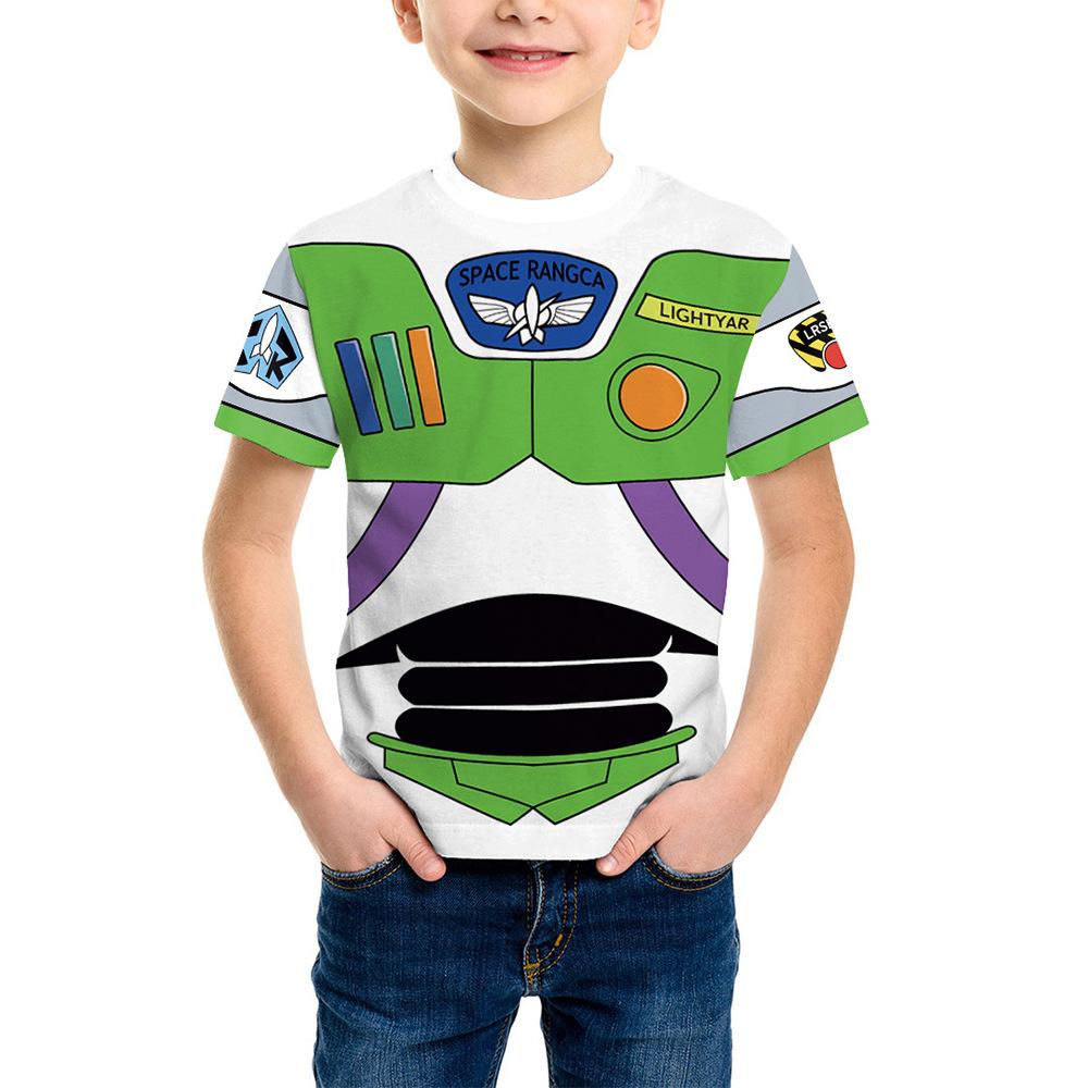 Buzz Lightyear 3D-Druck Kurzarm-T-Shirt Cosplay Weltraum-Ranger Oberteil Kostüm für Kinder Erwachsene Schwarz