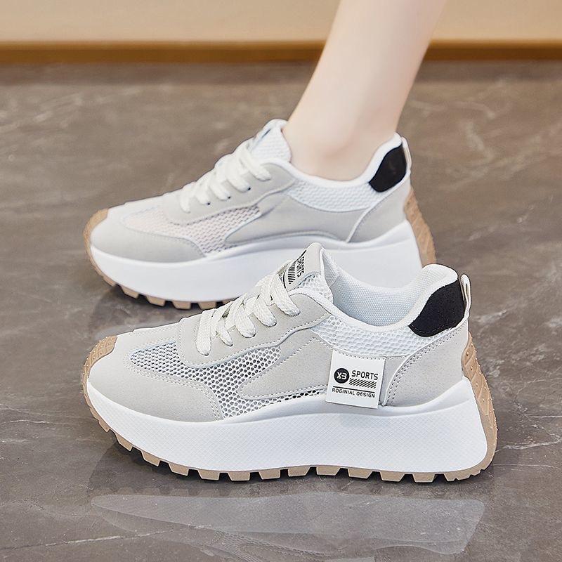 Summer women's shoes new breathable hollow mesh shoes children's versatile platform sports shoes casual dad shoes