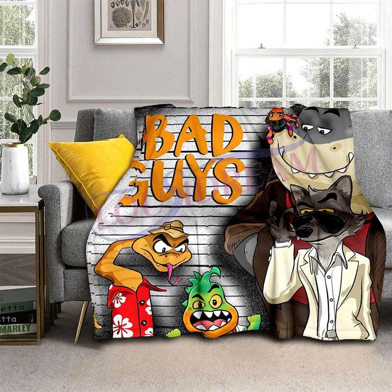 The Bad Guy Blankets Super Soft Cartoon TBG Flannel Blanket Warm Lightweight Kids Bedding Sofa Sofa Chairs All Seasons