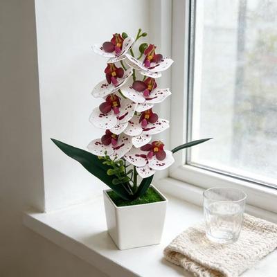 Simulated Artificial Orchid Potted Flowers Multi-Bloom Bonsai Living Room Ornaments