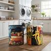 Boho Quilted Laundry Basket Floral Fabric 14×18in Clothes Storage Bucket with Handles Soft Storage Basket For Clothe & Toy