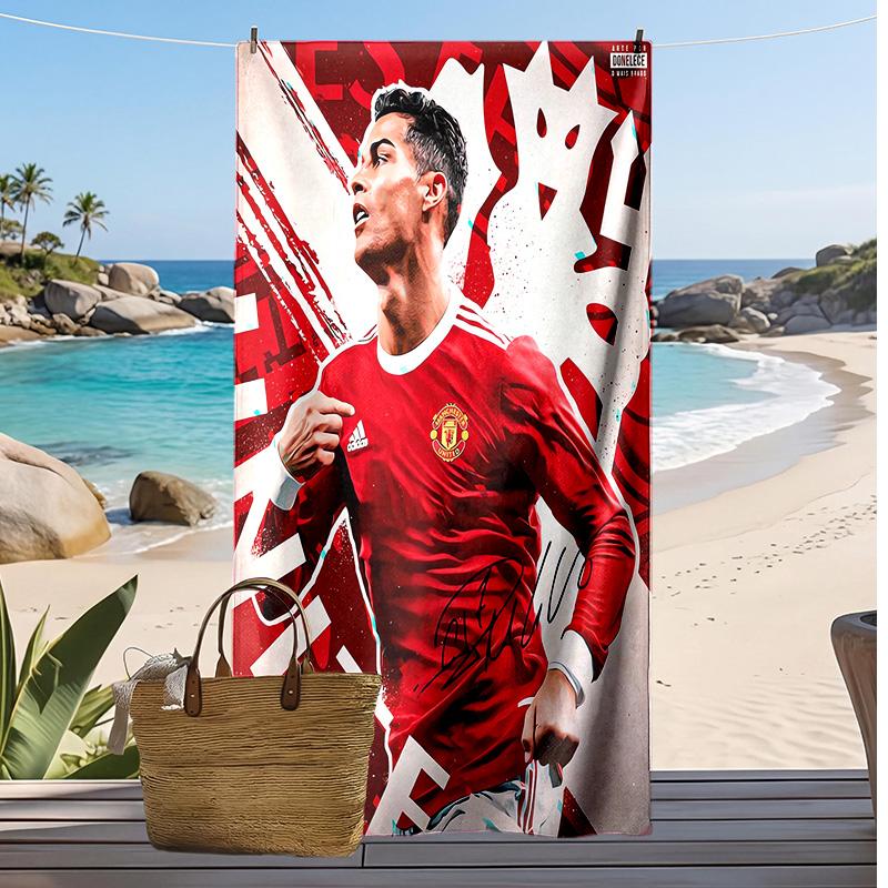 Cristiano Ronaldo Printed Beach Towel Quick Dry Soft TowelPortable Large Rectangular Beach Blanket for Travel Swimming Pool