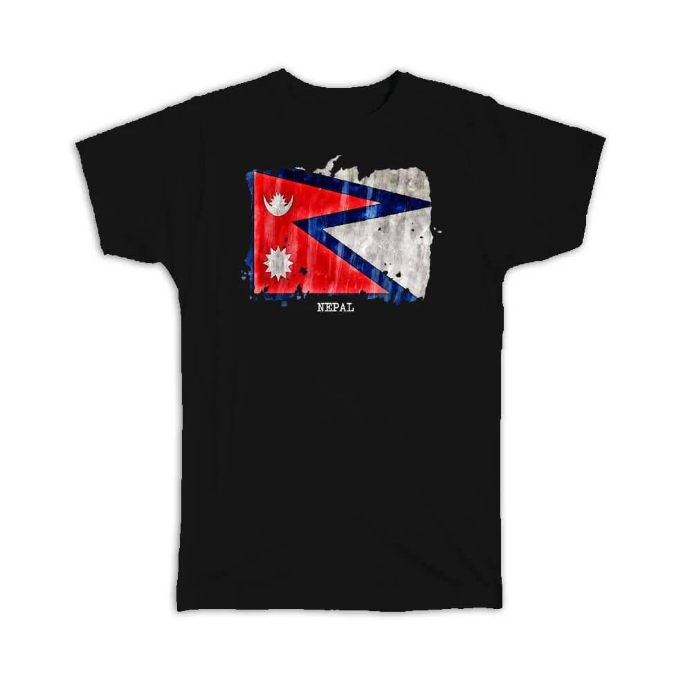 Gift T-Shirt : Nepal Flag Asia Travel Expat Country Watercolor 3XL
