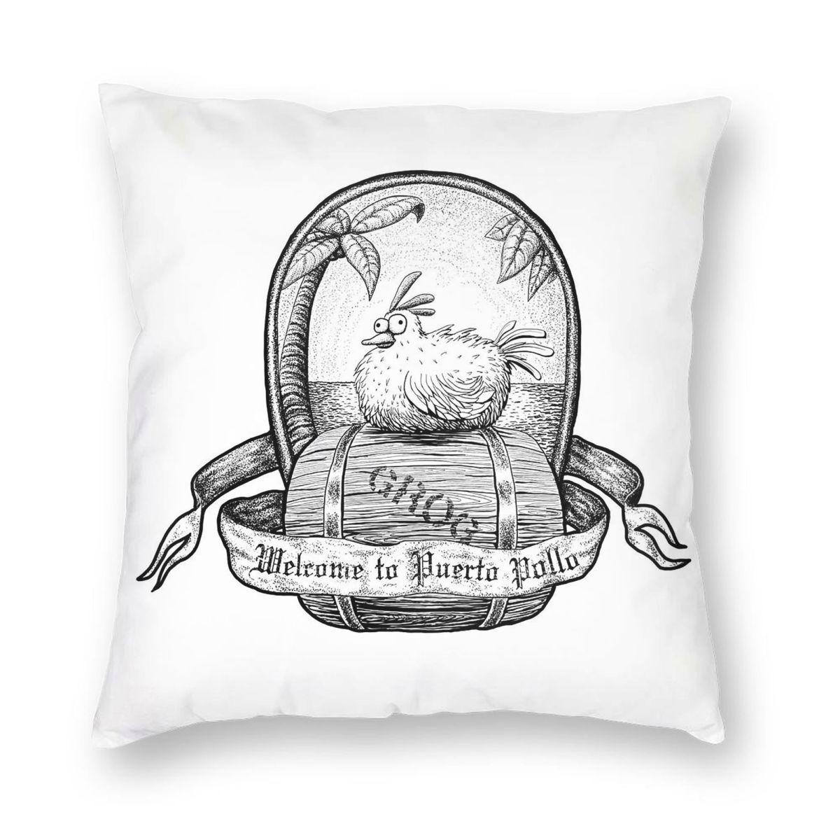 Puerto Pollo Monkey Island Square Pillowcase Polyester Linen Velvet Creative Zip Decorative Room Cushion Cover Peach skin 18*18(CM)-1Pcs