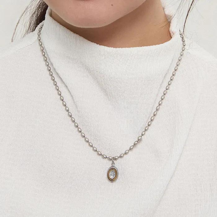 Sepia Oval Chain Necklace