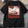 Koszulkka Meme z Kotem Ibuprofen Śmieszny T-shirt z Grafiką Kota Uroczy T-shirt dla Miłośnika Kotów Codzienny Śmieszny T-shirt Unisex Koszulka