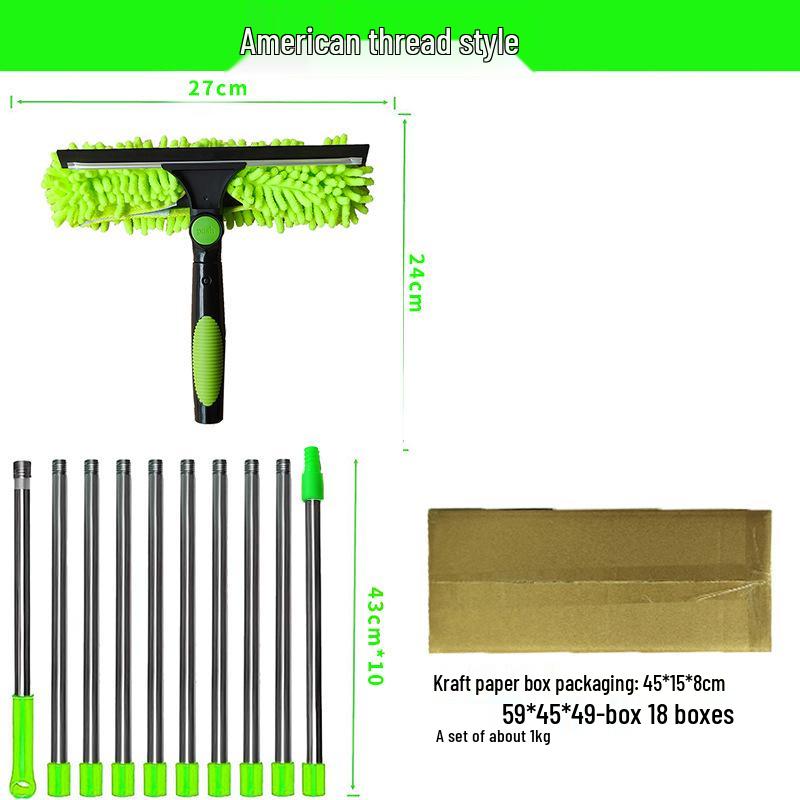 Dual-Sided High-Rise Window Cleaning Squeegee: Efficient Glass Cleaner for Easy Two-in-One Use