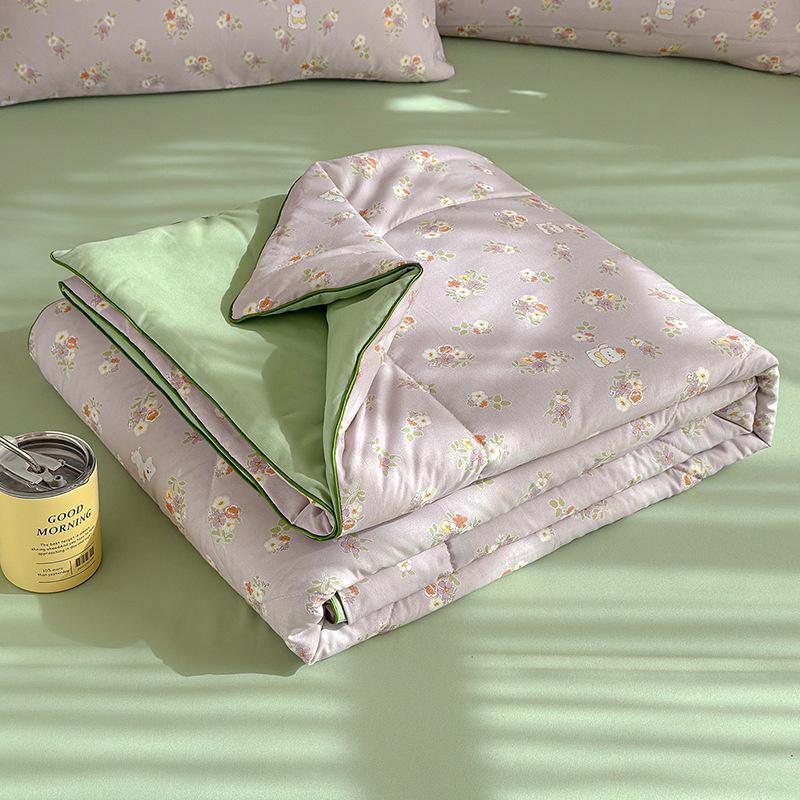 Cartoon Printed Wrinkled Yarn Summer Quilts Cozy Single and Double Air-Conditioned Quilt Cooling Breathable Home Soft Bedspread