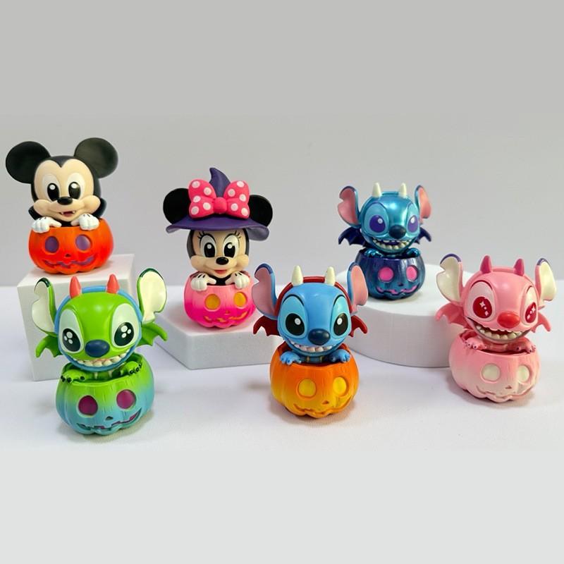 Stitch Blind Box Mickey Mouse And Stitch Friends Pumpkin Series Figure Halloween Dress Up Doll Decorate Toy Birthday Gift