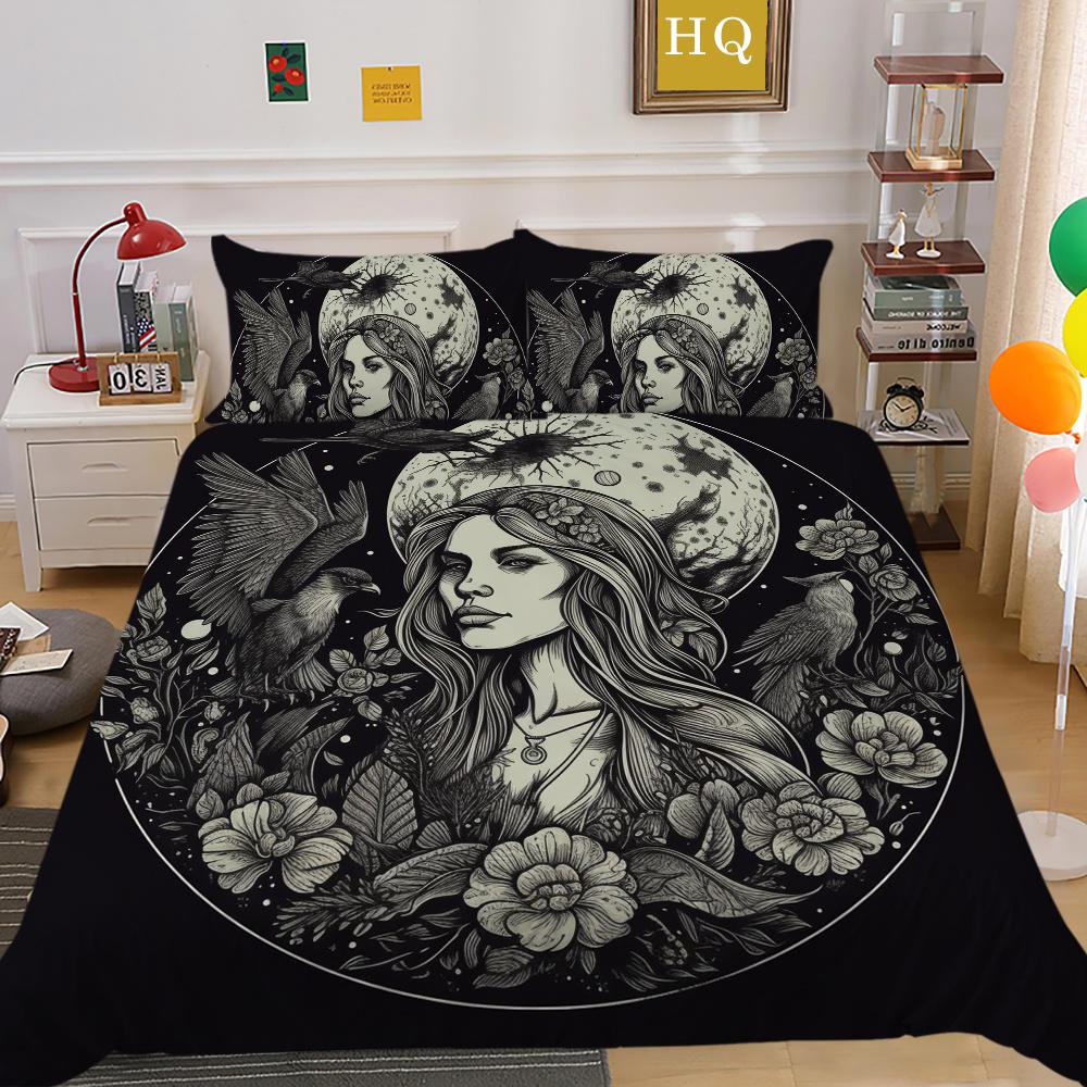 Beauty Skull Printed Bed Set Twin Size Polyester Comforter Cover Set Teen Design Superior Home Bedclothes