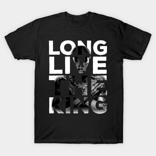 Asian Size Men Black Print T-shirt Long Live The King Of Wakanda No-Cut Heat Transfer Print Cotton Tshirt