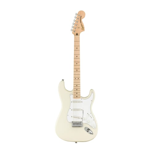 Squier by Fender Affinity Series? Stratocaster? Electric Guitar, Maple Fingerboard, White Pickguard, Olympic White, with Soft Case
