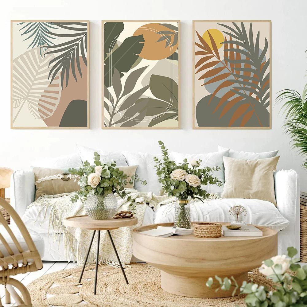 Abstract Monstera Plants Wall Art Nordic Canvas Painting Print Green Plants Posters Prints Wall Pictures for Living Room Decor