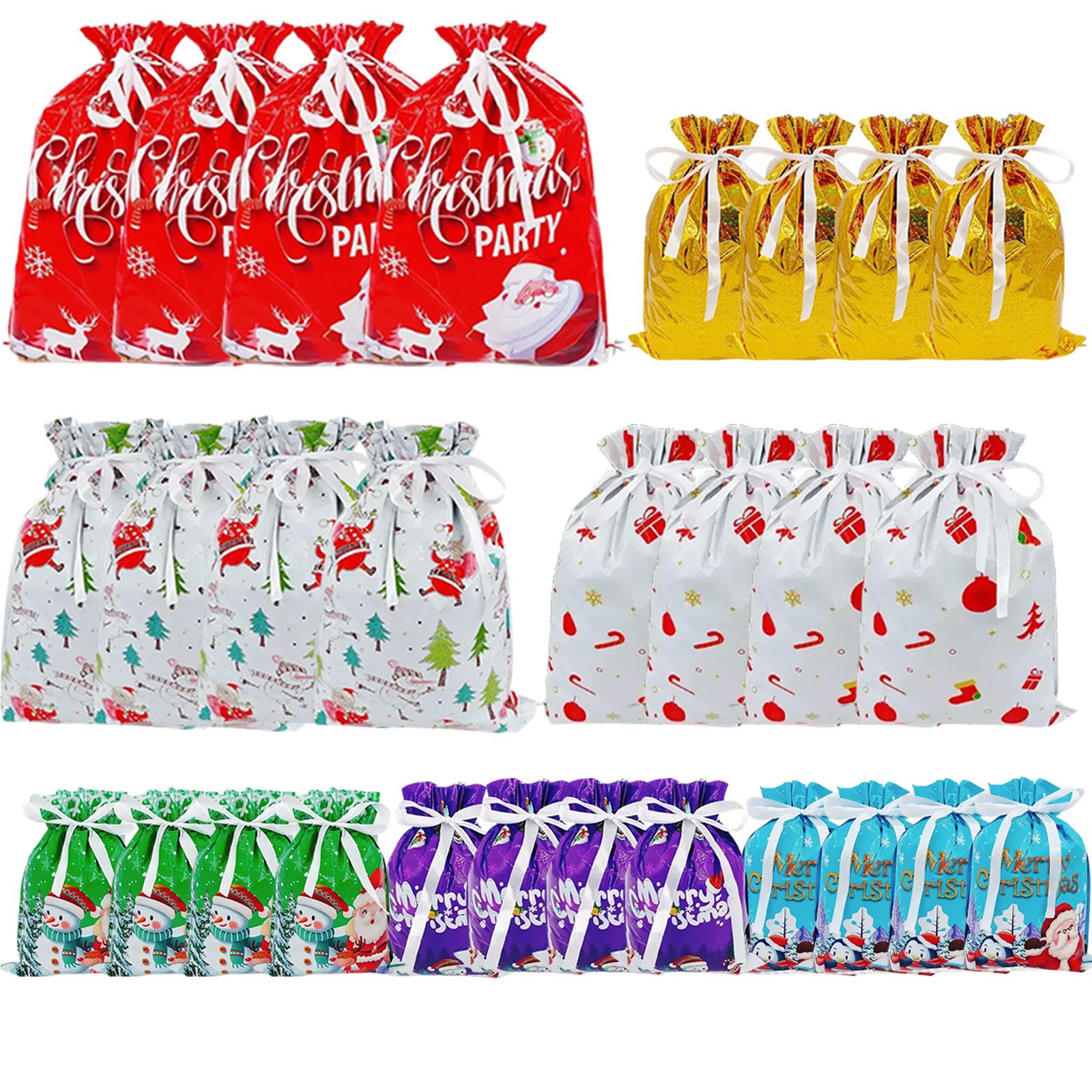 

Drawstring Christmas Gift Bags, New Foil Gift Bags, Decorative Gift For Holiday Celebrations, Portable Multicolor Gift Pouches For Kids One Size синий