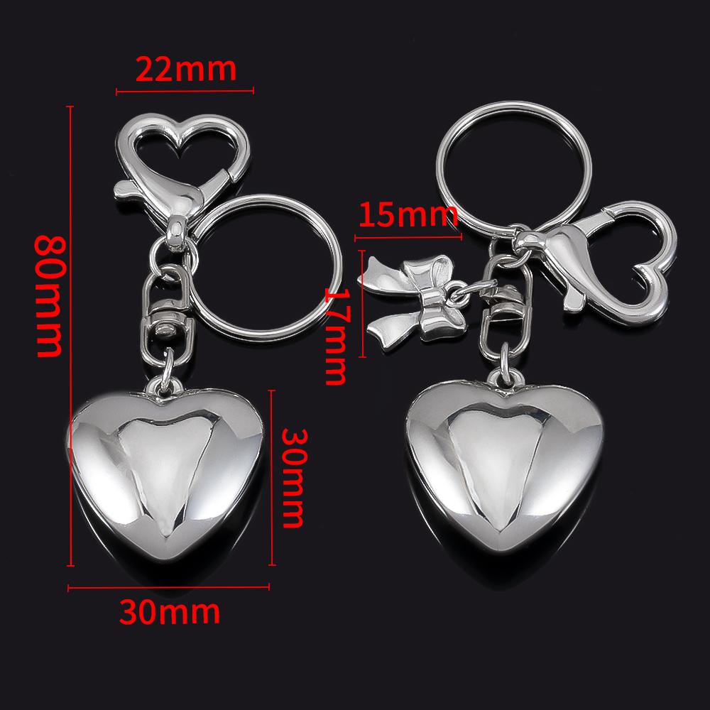Y2K Big Heart Keychain Silver Color Key Ring For Women Girls Cute Friendship Gift Car Handbag Decoration Handmade Jewelry DIY