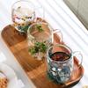Double-Wall Dried Flower Glass Mug with Handle 350ml Borosilicate Glass Coffee Cup for Hot Cold Drinks Heat-Resistant Clear Unique Gift for