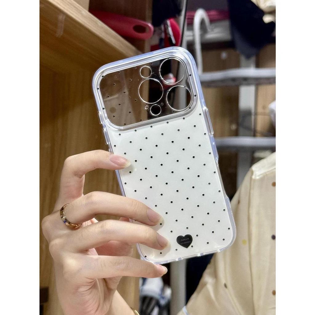 Ins black polka dot love applies to Apple iPhone11 mobile phone case 11/11/11 white IMD fine hole 11 anti-drop