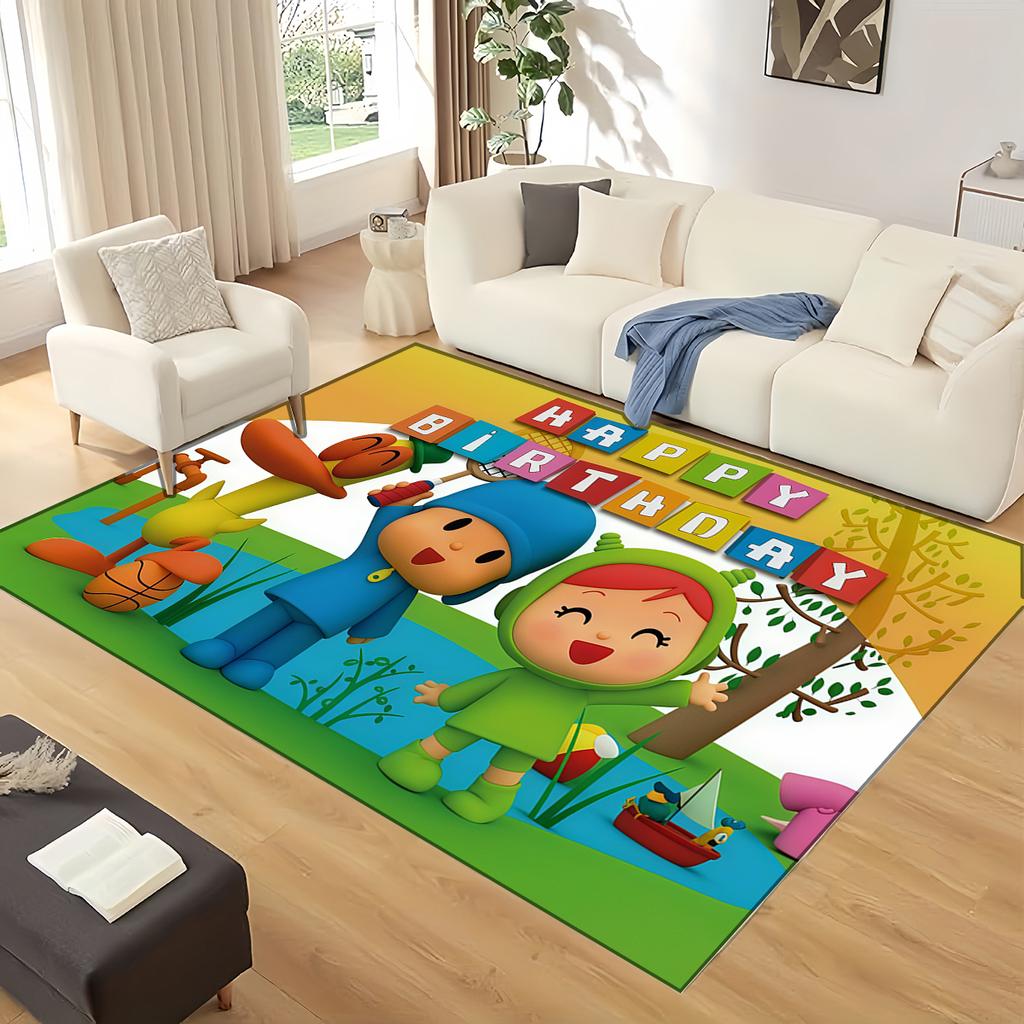 3D Fun P-Pocoyo Elly Pato Cartoon Carpet Rug for Home Living Room Bedroom Sofa Doormat Decor,kids Play Non-slip Floor Mat Gift