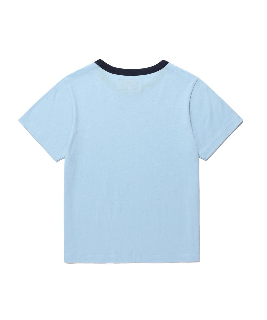 AECA (Woman) Aeca Oval Emblem Graphic Ringer Half Sleeve Tee-Sky Blue