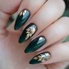 24PCS Autumn False Nails Golden Maple Leaves Simple French Press On Nails Full Cover Wearable Almond Fake Nails Art with Design
