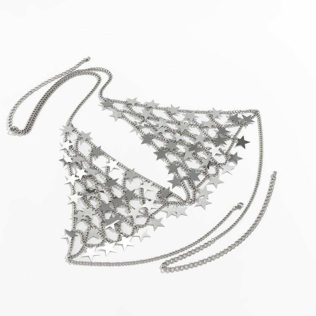 Sexy Bikini Accessories Tassel Chest Chain Body Chain Handmade Star Sequin Hot Girl Chest Ornament