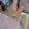 Trendy Cat's Eye Stone Rabbit Necklace - Korean Design, Titanium Steel, Women's Niche Clavicle Chain