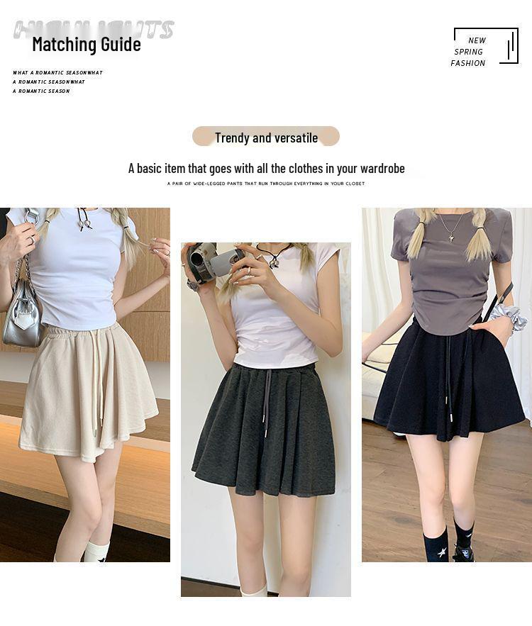 Women's Summer 2025 High-Waisted Wide-Leg Ballet Style Drawstring Shorts