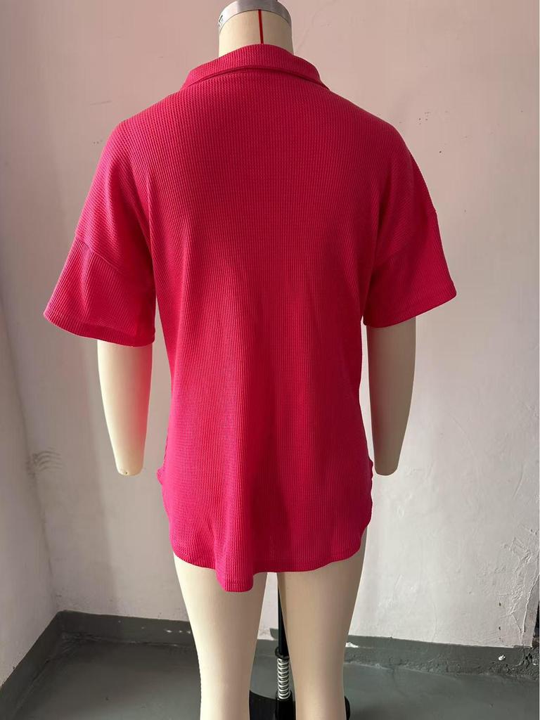 2025 Spring/Summer Women's Waffle Knit Shirt Top - European & American Bestseller