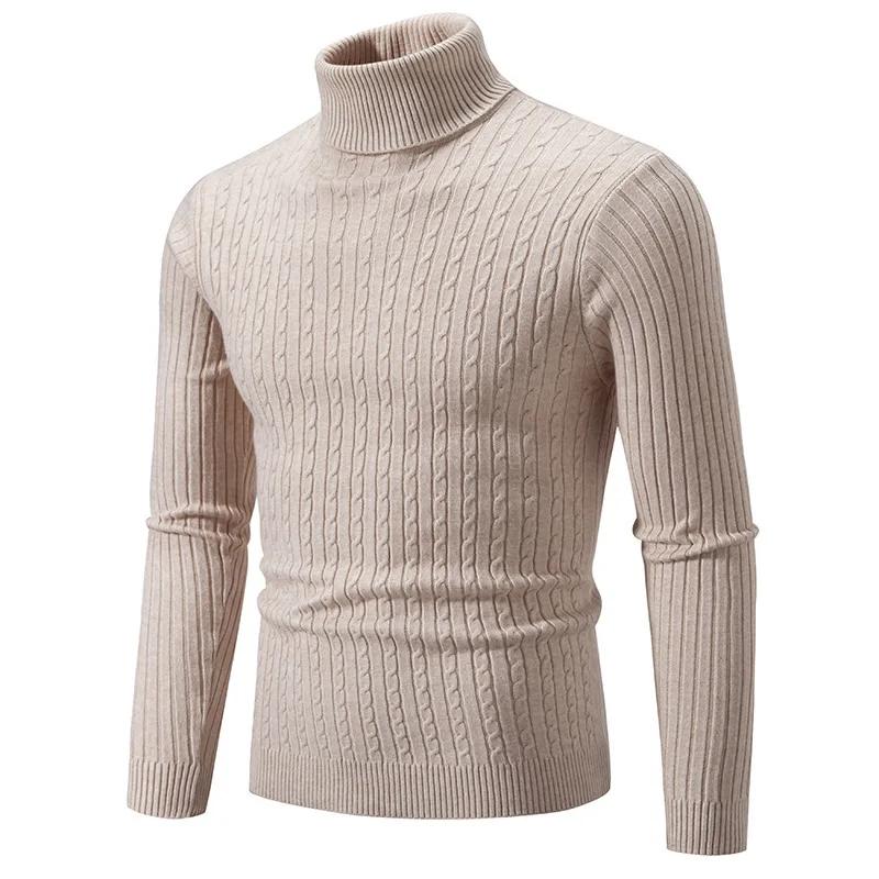 Koreanischer Stil Slim Einfarbig Pullover Gestrickte Unterhemden Neue Herbst- und Winter Rollkragenpullover für Herren
