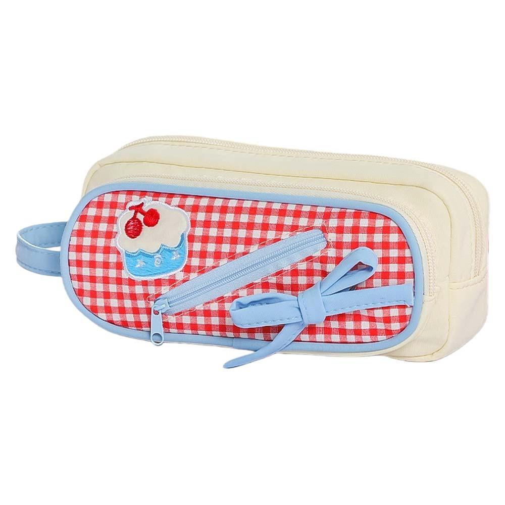 Embroidery Korean Fruit Pencil Case Handheld Pencil Pouch Ins Style Fashion Pen Bag Student