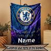 Custom Name Personalized Chelsea Football Club Print Blanket, Home Decor, Bedroom, Sofa, Camping, Couch, Gifts for Birthday Christmas